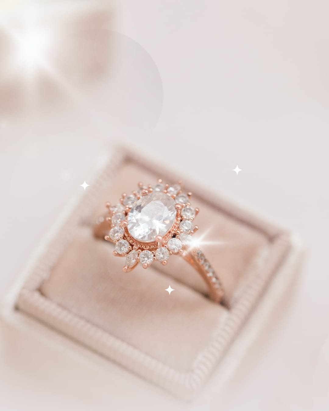 Aura Cluster Three-Stone Rose Gold Diamond Ring