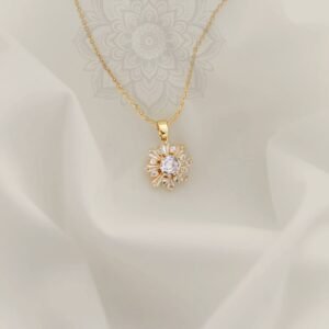 Gold Starburst Crystal Pendant Necklace