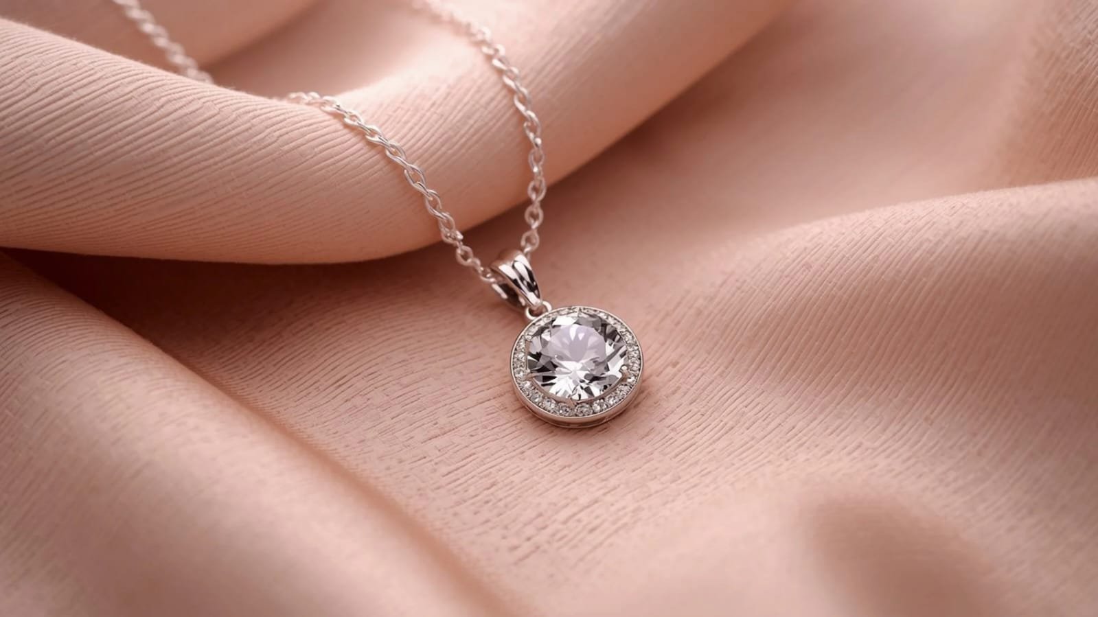 Celestial Solitaire Halo Pendant Necklace (Sterling Silver)