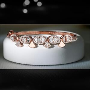 Rose Gold Diamond Fan Link Bracelet