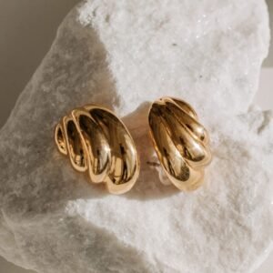 Chunky Sculpted Gold Stud Earrings