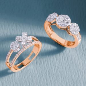 Aura Cluster Three-Stone Rose Gold Diamond Ring